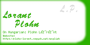 lorant plohn business card